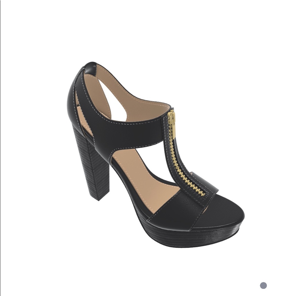 MICHAEL KORS BERKlEY LOCK BLACK LEATHER SANDAL SIZE:7 - Picture 2 of 7